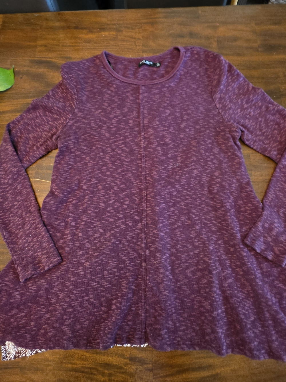 Max Jeans Mixed Media Spacedye Knit Tunic Top Patterned Back